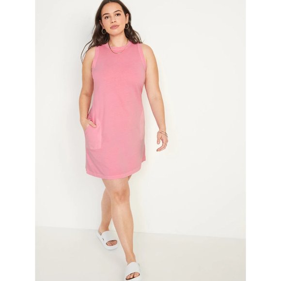 Old Navy Dresses & Skirts - Old Navy Dress Pink Vintage A Line Mini Shift Sleeveless Pockets